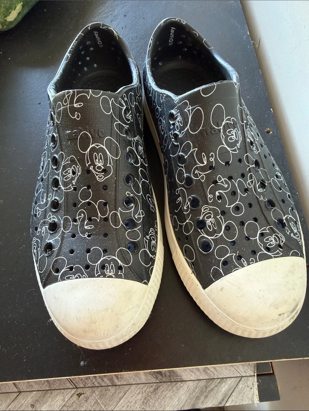 Native Kids Black Mickey Print Slip-On Water Shoes